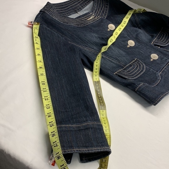 Vintage Live a Little Crop Jean Jacket Size Small - Picture 9 of 10